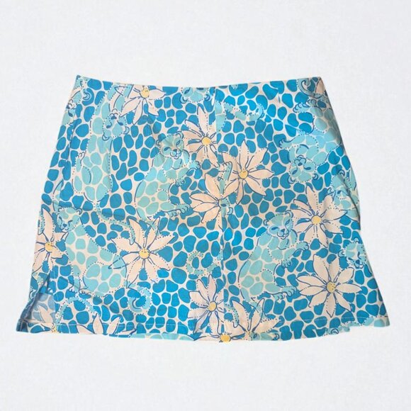 Lilly Pulitzer Leopard Lounge Skirt Blue Skort Size 6 - Picture 2 of 5